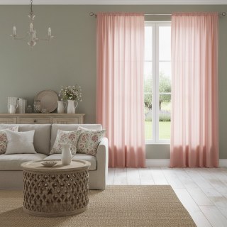 Sanfter Wind Korallenrosa Chiffon Voile Vorhang 3