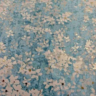 Frühlingsgeist Blau & Weiße Blumen Gardine mit Gold Details 7