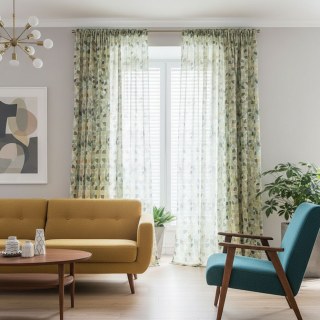 Vigour Mehrfarbiges Mid-Century Modern Grün Geometrisches Voile Vorhang 2