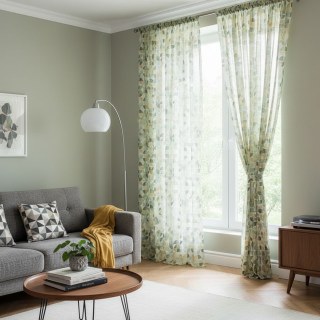 Vigour Mehrfarbiges Mid-Century Modern Grün Geometrisches Voile Vorhang 3