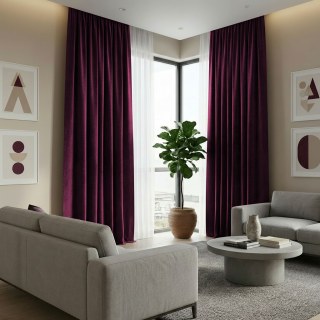 Cascade Matte Burgund Wein Rot Velvet Vorhänge 4