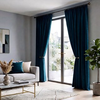 Cascade Matte Teal Velvet Vorhänge 2