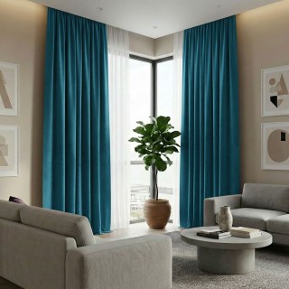 Cascade Matte Teal Velvet Vorhänge 4