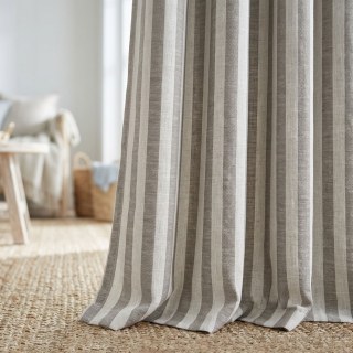 Coastal Weave Driftwood Braun Gestreifte Natur Leinen Baumwolle Mischung Vorhänge