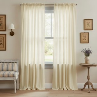 Cotton Club Reine Baumwolle Creme Schwer Semi-Transparent Voile Vorhang