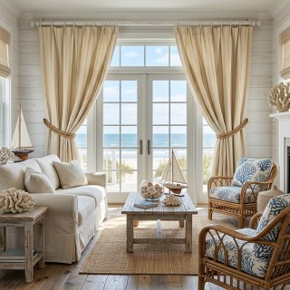 Haven Stripe Sand Gelb Natürliche Leinen Baumwolle Blend Vorhänge 3