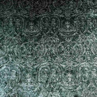 Heritage Luxus Dunkelgrün vergoldet Damask Velvet Vorhänge 4
