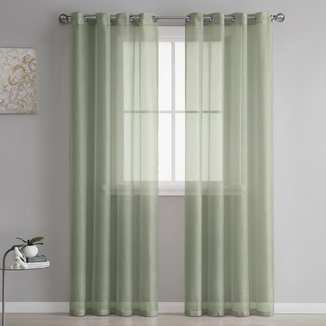 Luxe Limettengrüner transparenter Voile-Vorhang 1