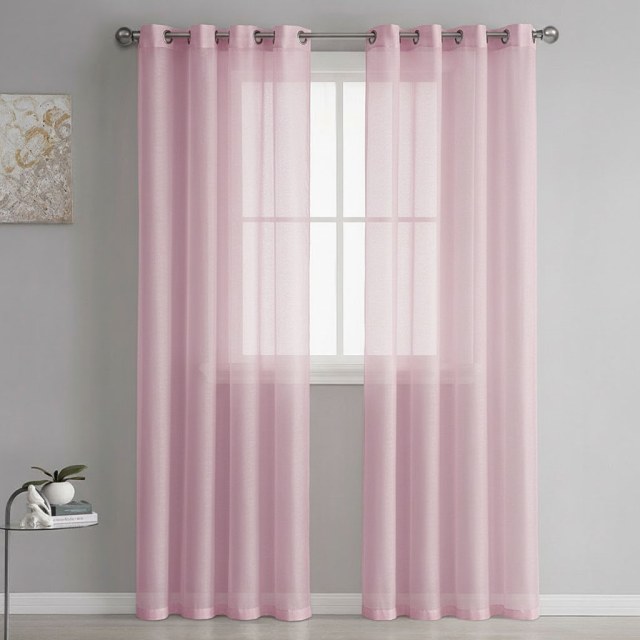 Luxe Pink Schimmernder Voile Vorhang 1