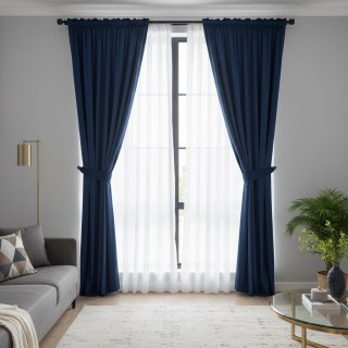 Matte Majestät Midnight Navy Blue 100% Blackout Velvet Vorhänge 2