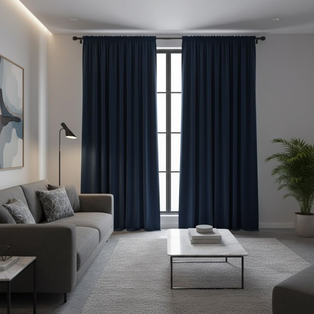 Matte Majestät Midnight Navy Blue 100% Blackout Velvet Vorhänge 1