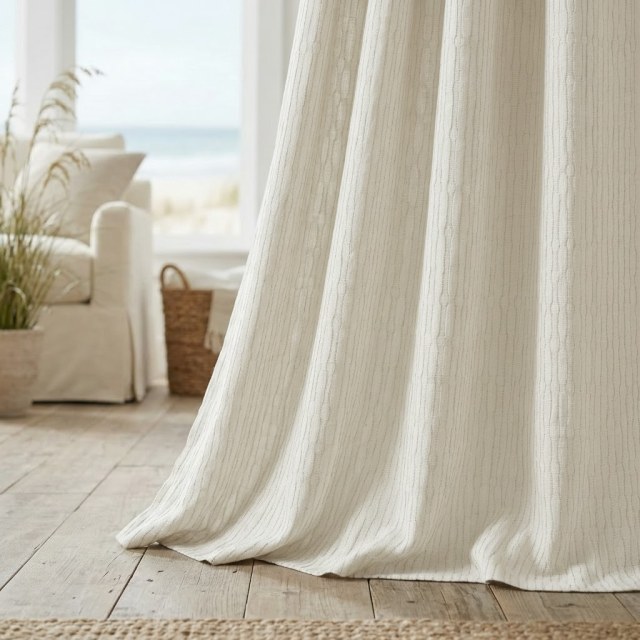 Natur Ogee Off White Natürliche Leinen Baumwolle Mischung Vorhänge 1