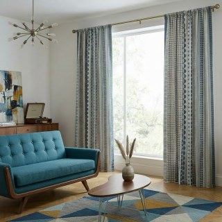 Besessen von Polka Dots Moderne 3D Jacquard Blau & Grau Geometrisches Muster Vorhang 2