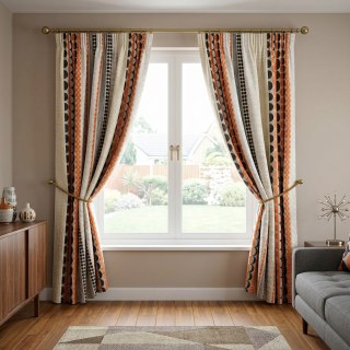 Besessen von Polka Dots Moderne 3D Jacquard Orange Schwarz Geometrisches Muster Vorhang 2