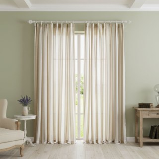 Sunnyside Leinen Stil Braun & Weiß Gestreifte Voile Vorhänge 2