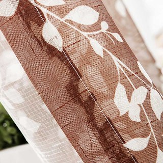 Pascal Brown Vine Print Semi Sheer Voile Curtain