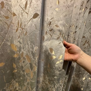 Golden Grove Luxury Jacquard Silky Gray and Gold Floral Curtain