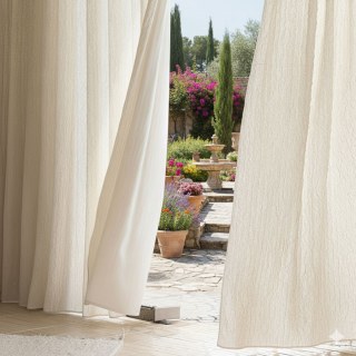 Crushed Drift Cream Linen Style Crinkle Voile Curtain