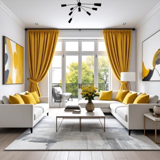 Lustrous Yellow Velvet Curtains 2