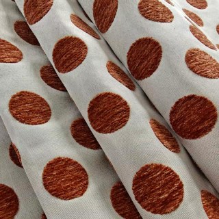 Dottie Delight Mid Century Modern Terracotta Orange Polka Dot Chenille Curtain 7