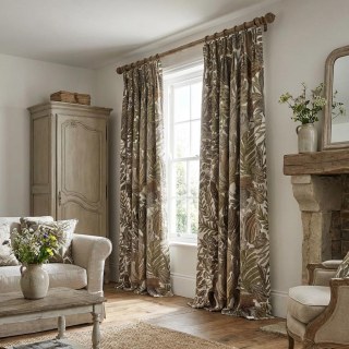 Exotic Foliage Flair Retro Tropical Leaf Olive Green & Brown Blackout Curtain 3