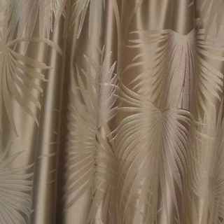 Fan Palm Silhouette Mocha Satin Tropical Leaves Curtain 6