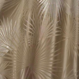 Fan Palm Silhouette Mocha Satin Tropical Leaves Curtain 4