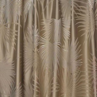 Fan Palm Silhouette Mocha Satin Tropical Leaves Curtain 5