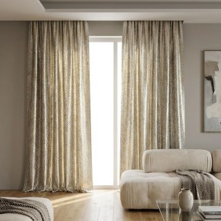 Field of Gold Luxury Jacquard Grain Patterned Mocha Curtain with Gold Details 4