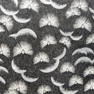 Fluttering Fanburst Art Deco Geometric Black and White Curtains