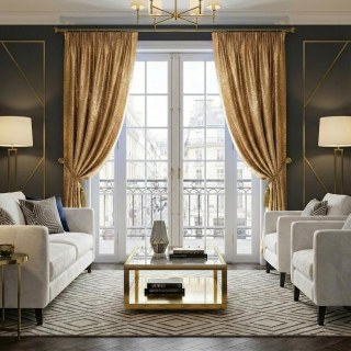 Gold Shimmer Textured Metallic Glittering Curtains 2