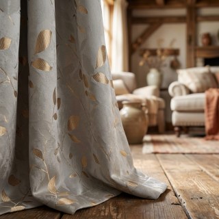 Golden Grove Luxury Jacquard Silky Cream Gold Curtain