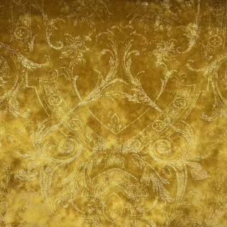 Heritage Luxury Mustard Yellow Gold Gilded Damask Velvet Curtain
