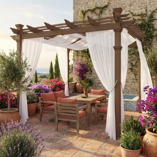 Laguna Outdoor Waterproof White Voile Curtain