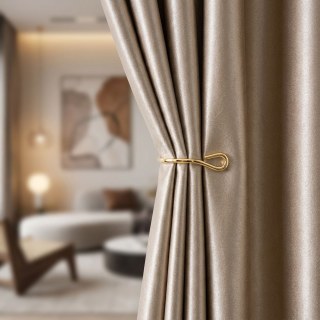 Luxury Metallic Cream Champagne Gold Velvet Curtain 2
