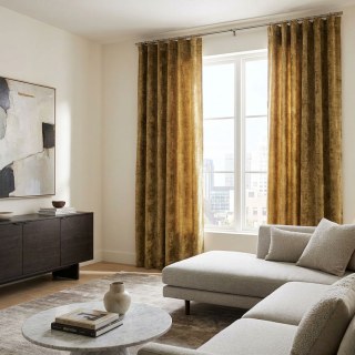Premium Textured Mustard Yellow Gold Velvet Curtain 4