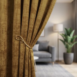 Premium Textured Mustard Yellow Gold Velvet Curtain 2