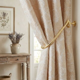 Rose Reverie Cream Off White 3D Jacquard Floral Curtain 2