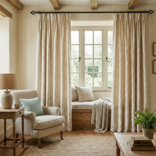 Rose Reverie Cream Off White 3D Jacquard Floral Curtain 3