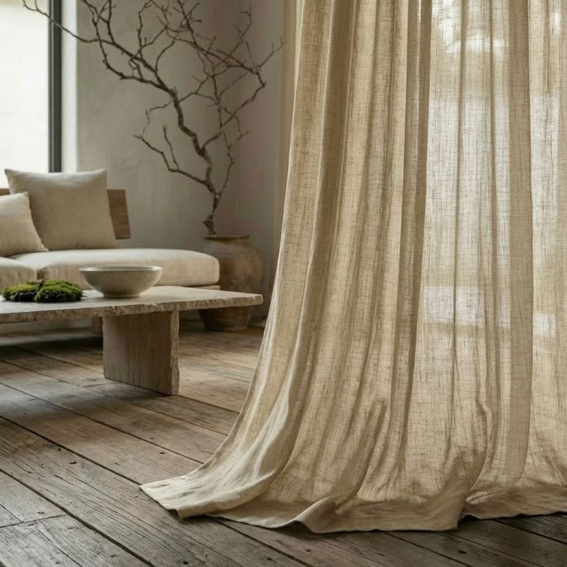 Wabi Sabi 100% Flax Linen Natural Colour Voile Curtain 1