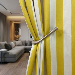 Sleek Yellow and White Striped Curtain 2