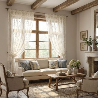 Summertime Embroidered Daisy Ivory White Voile Curtain with Gold Details 3