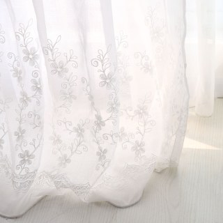 Touch Of Grace Embroidered White Flower Voile Curtain 5