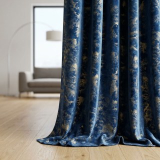 Enigma Sheen Azure Blue Gilded Velvet Curtains 3