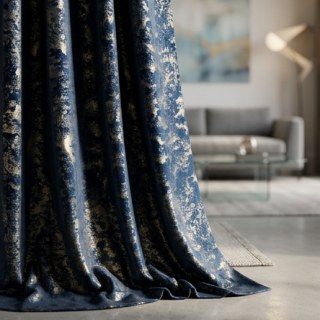 Enigma Sheen Navy Blue Gilded Velvet Curtains