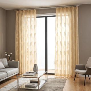 Feathered Fantasy Champagne Gold Shimmering Voile Curtain 2
