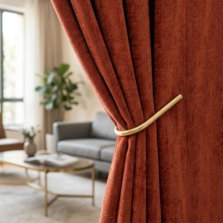 Luxury Terracotta Rust Red Chenille Curtain 4