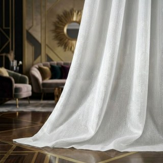 Rolling Hills Art Deco Shimmering Ivory White Voile Curtains
