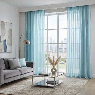Satiny Touch Baby Blue Voile Curtain 3