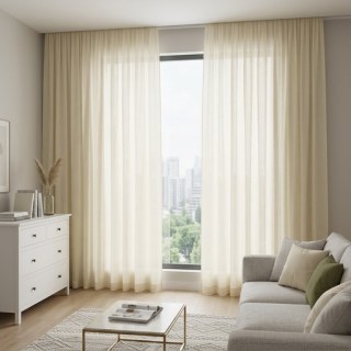 Satiny Touch Cream Textured Voile Curtain 3